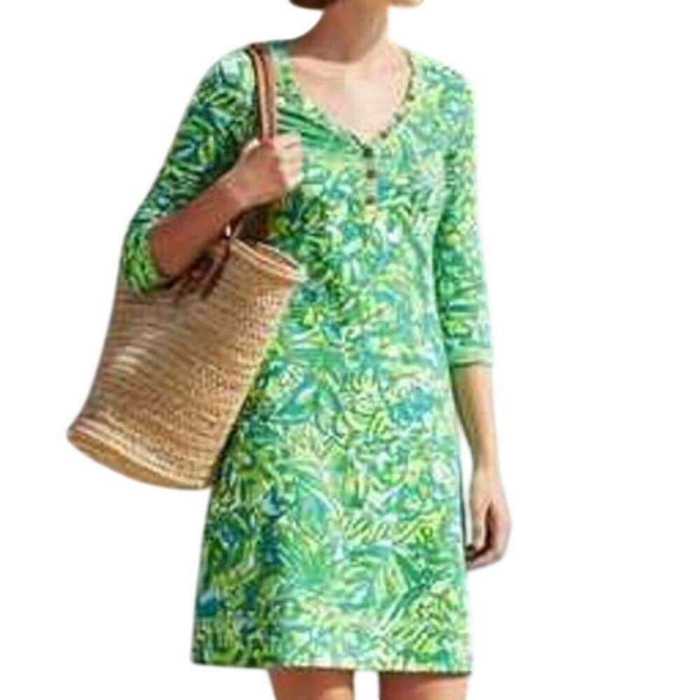 Lilly Pulitzer Palmetto Henley Green/Blue Women's Dress Size XX-Small EUC